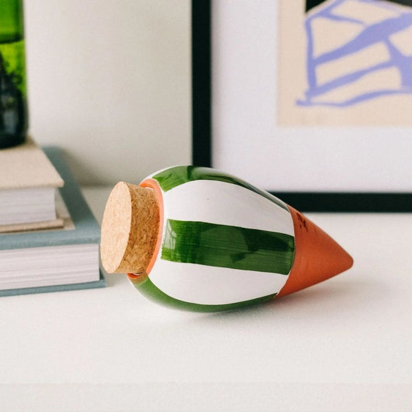 Olla jaune rayé vert et blanc